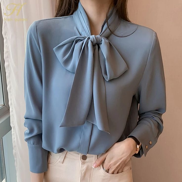 Female Shirt, Simple Office, Blouses Women, Tops Long Sleeve, Loose Shirts, Loose Blouse, Office Lady, Office Ladies, Kawaii Fashion