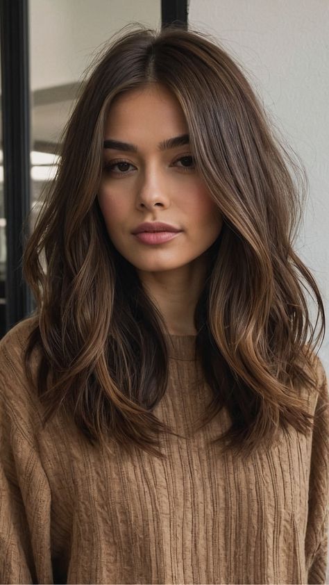 Haircut Ideas For Brown Hair, Short Hair Below Shoulder, Short Hair With Brown Color, Brown Hair Styles Medium Length, Past Shoulder Haircut, Haircut Inspo Brown Hair, Mid Length Haircut Women, Brunette Medium Haircut, Haircut Below Shoulder