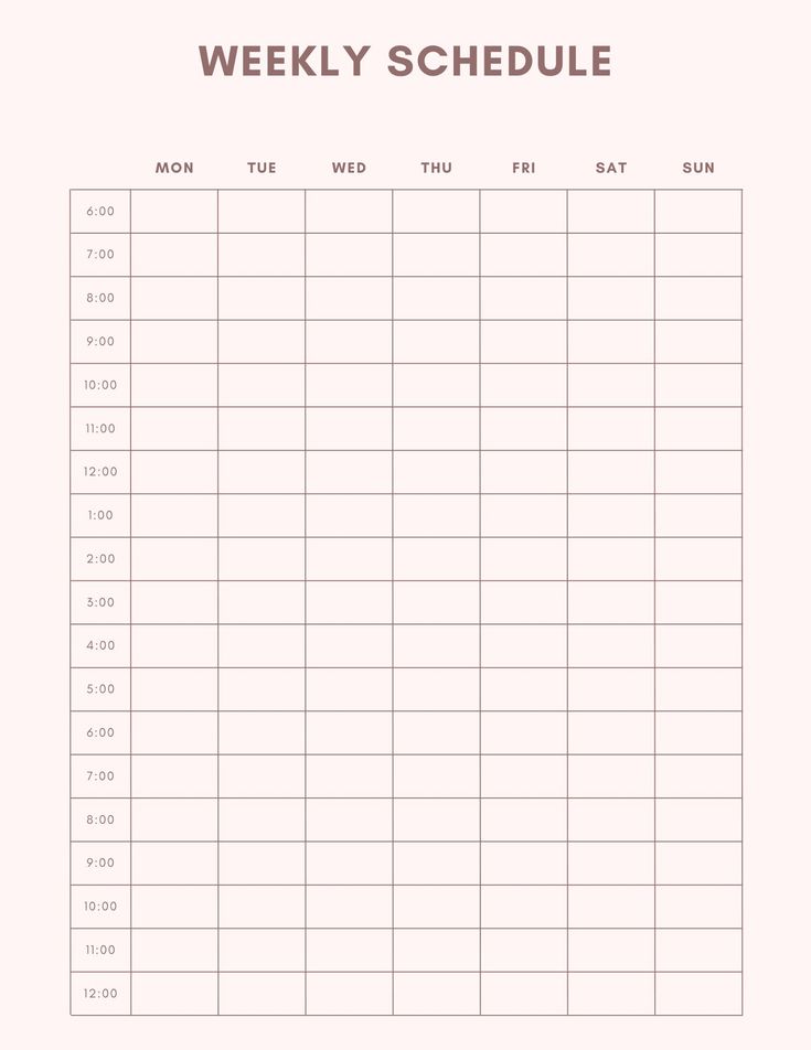 a printable weekly schedule is shown with the date and time for each month on it