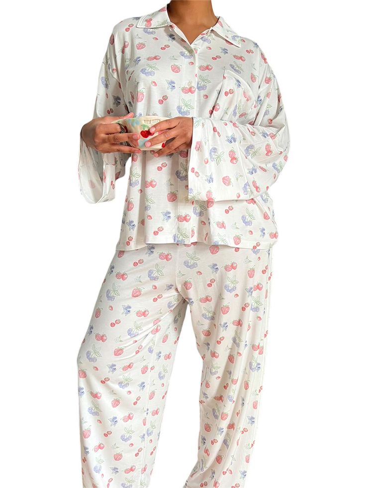 PRICES MAY VARY. Material：Womens 2Pcs floral Pajamas Set is made of high quality polyester fabric, skin friendly, soft, elastic, lightweight and comfortable to wear. A must-have for women lounging around the house on lazy weekend for all season. Feature:Women Y2K 2 Piece Floral Lounge Set,Sleepwear Loungewear Outfits,long sleeve button down shirt,lapel down loose fit blouse top,v neck tops with pockets,floral print oversized shirt,elastic lightweight baggy pants,wide leg palazzo trousers,2 piece Print Shorts Outfit, Sleepwear Women Pajamas, Floral Pajama Set, Wide Leg Pants Outfits, Leg Pants Outfit, Loungewear Outfits, Shirt Pant Set, Floral Pajamas, Printed Wide Leg Pants