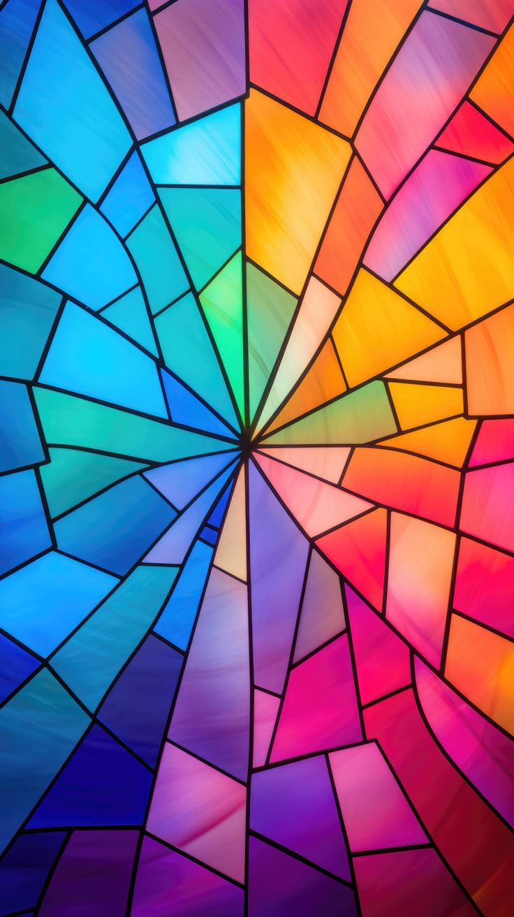 an abstract stained glass window with multiple colors