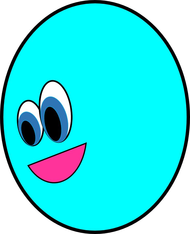 an image of a blue ball with eyes