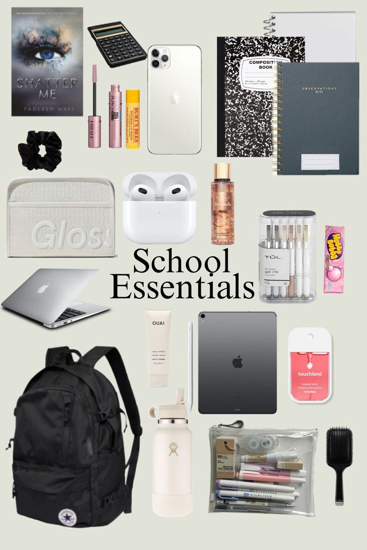 School Nessesities List, Back To School Asthetics Supplies, Back To School Needs High School, Sophmore Year School Supplies List, What’s In My Backpack Back To School, School Bag Needs, What I Have In My School Bag, Back To School Shopping List Highschool, Back To School Essentials Middle School