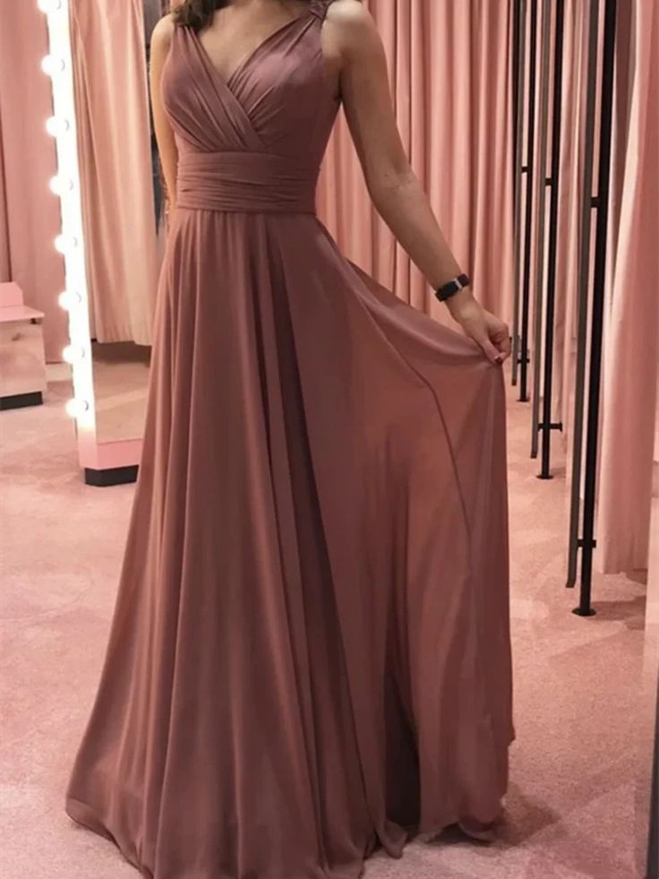 Simple V Neck Chiffon Long Prom Dresses Formal Evening Bridesmaid Dres – BL Dress Professional Dress, V Neck Prom Dresses, Make Your Own Dress, Dress Chiffon, Professional Dresses, Chiffon Prom Dress, Chiffon Bridesmaid Dress, Stretch Satin, Chiffon Bridesmaid