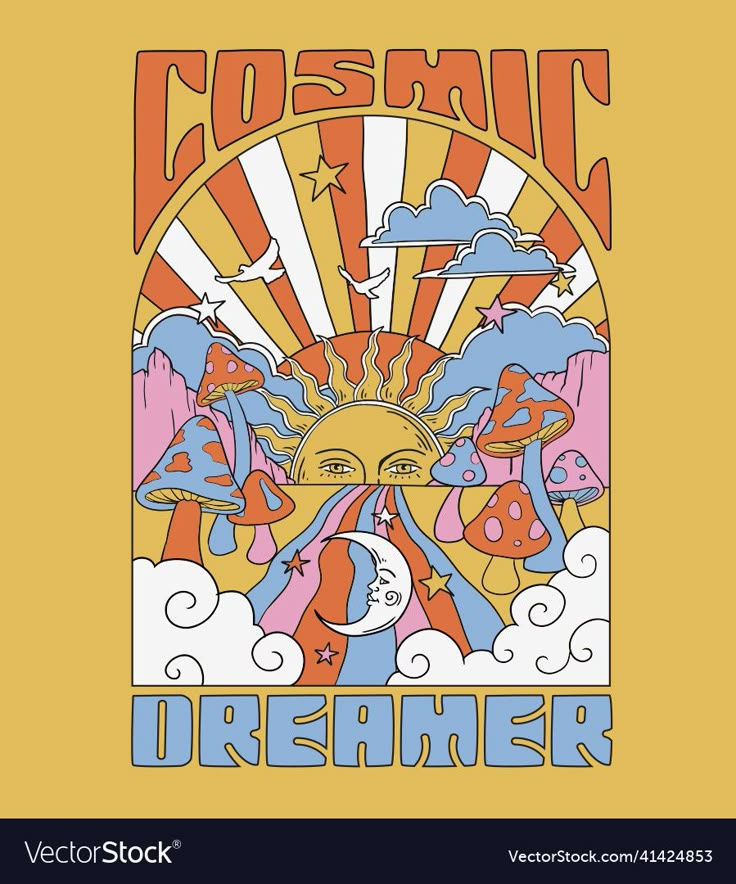 an image of a poster with the words dream and sun on it's back