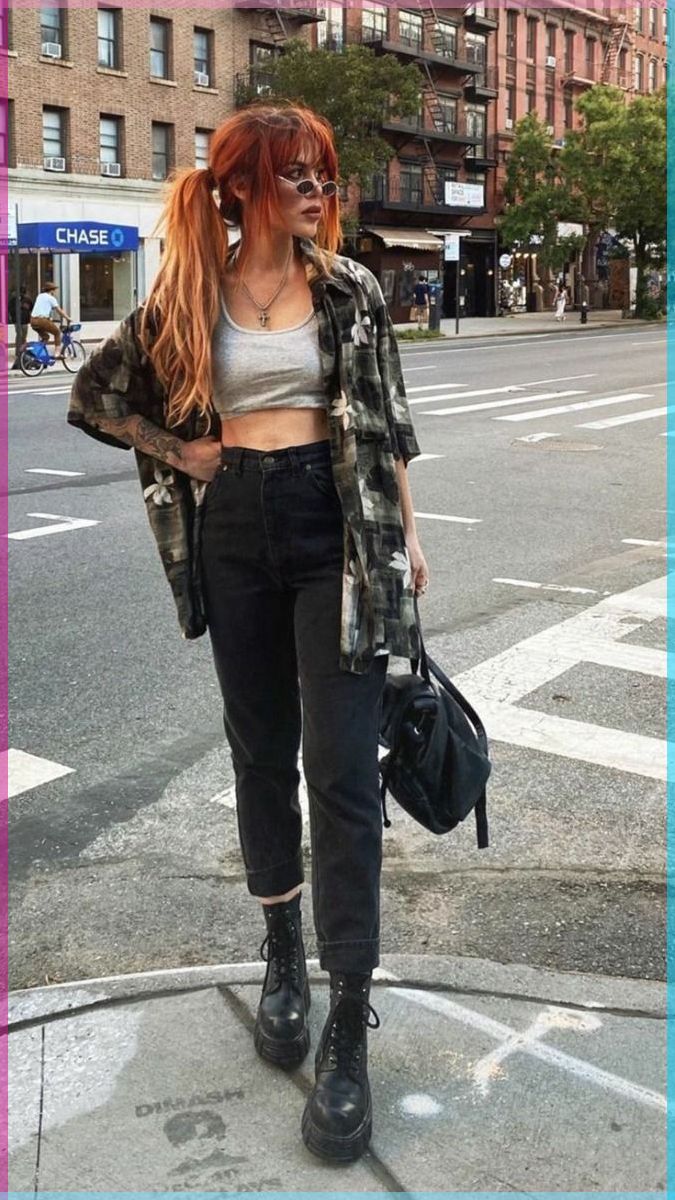 Alt Family Aesthetic, Punk Outfits For Women Summer, Grunge Outfits Overalls, Edgy Outfits For Women Over 30 Grunge, Alternative Fall Outfits Grunge, Grungy Outfit Inspiration, Grunge Modern Outfits, Women’s Grunge Fashion, Edgy Fashion 2023