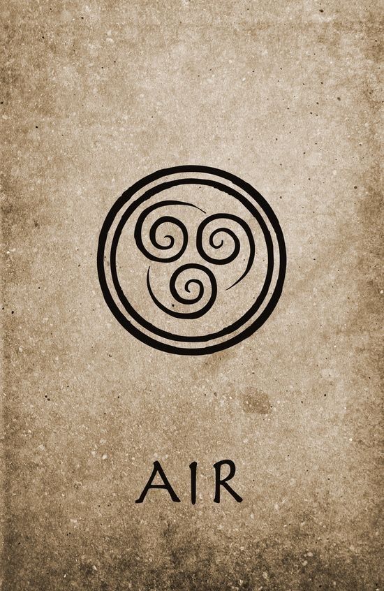 the symbol for air is shown in black on a beige background with an inscription below it