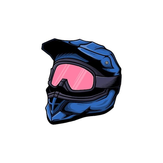 a motorcycle helmet with goggles and pink tinted glasses on the side, viewed from the front