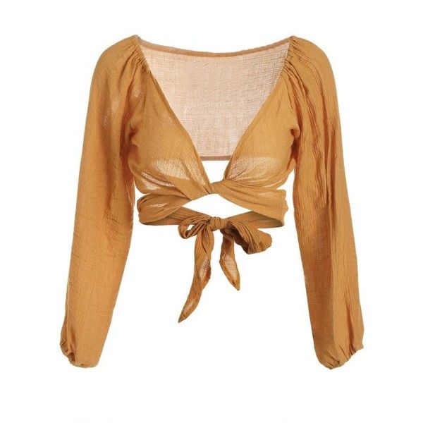 Self Tie Plunging Neck Crop Blouse ($21) ❤ liked on Polyvore featuring tops, blouses, crop blouse, plunge neck crop top, cut-out crop tops, plunging neckline blouse and plunge-neck tops Plunge Neck Blouse, Plunging Neckline Blouse, Plunging Neckline Top, Beige Crop Top, Beige Crop Tops, Blouse Crop, Beige Blouse, Plunging Neck, Beige Top