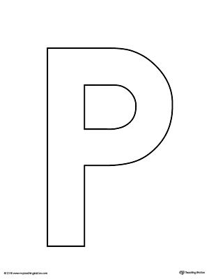 the letter p is shown in black and white