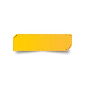 a yellow leather name tag on a white background with clipping for text or image