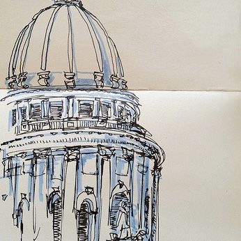 a drawing of a dome on top of a building