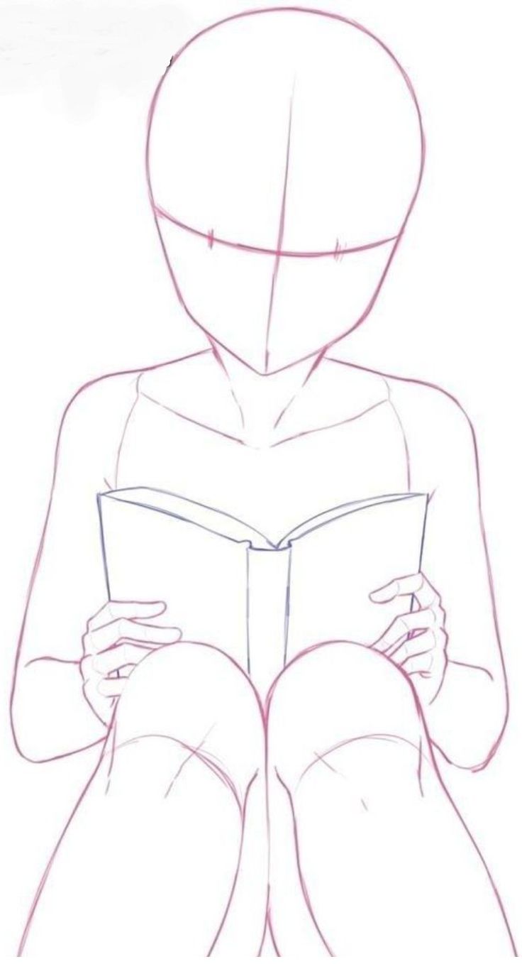 a drawing of a person reading a book