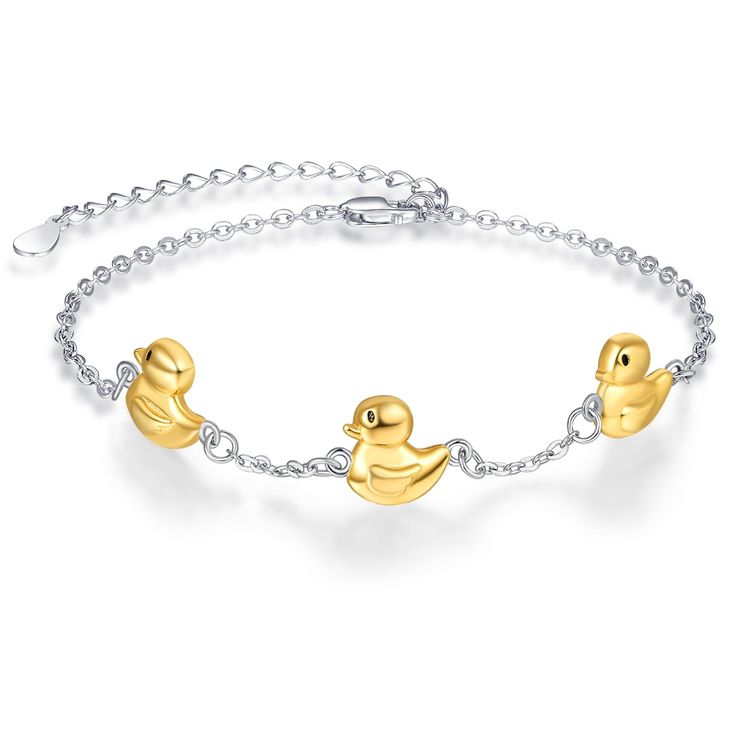 PRICES MAY VARY. 【Duck Gifts】This Duck Bracelet makes a lovely gift to you or friends h.As a sweet gift to girls, which can make them more attractive and eye catching, they will feel your care and love. 【925 Sterling Silver 】Made of 100% 925 sterling silver, lead-free, cadmium-free, and hypoallergenic, will not break or fade. The adjustable chain is fixed with a sterling silver lobster clasp. 【Adjustable】Chain length : 7inch + 2inch (readily adjustable in size).You can Adjust the length freely. Duck Bracelet, Duck Jewelry, Amazon Jewelry, Duck Gifts, Iphone Wallpaper Glitter, Silver Bracelets For Women, Gift Inspo, Sterling Jewelry, Sweet Gifts