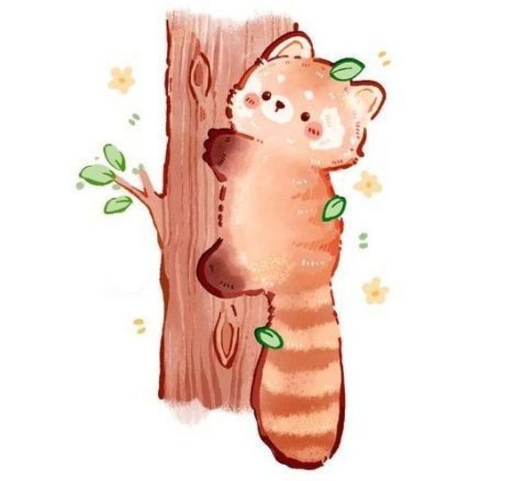 a drawing of a cat hugging a tree