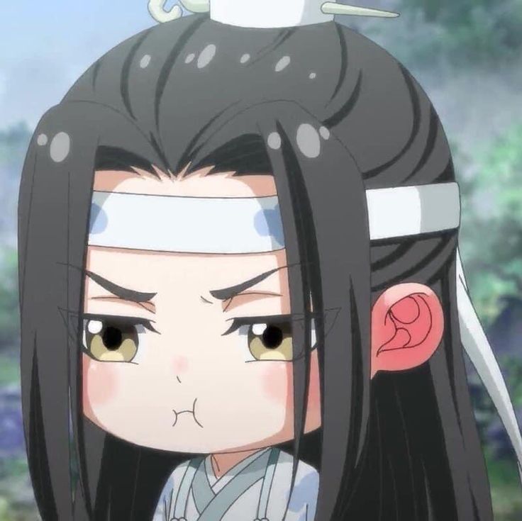 an anime character with long black hair and brown eyes wearing a white headband, looking at the camera