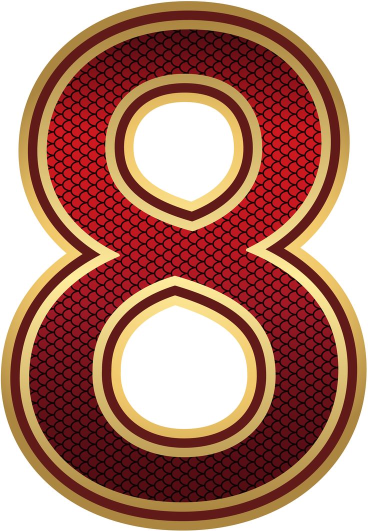 the number 8 in red and gold