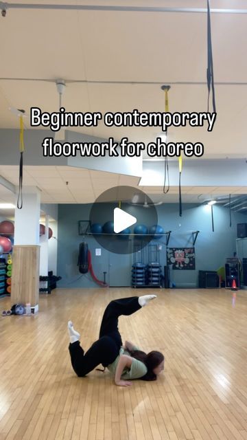 two people on the floor doing exercises in an exercise room with text that reads, beginner contemporary floorwork for choreo