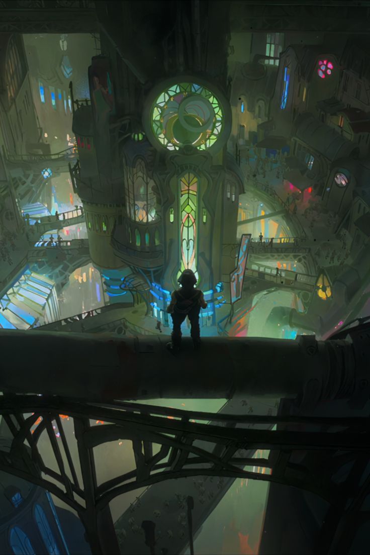 a man standing on top of a tall building in the middle of a futuristic city