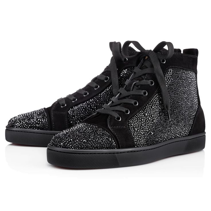 CHRISTIAN LOUBOUTIN Louis Veau Velours/Strass, Black, Strass, Men Shoes, Louboutin.. #christianlouboutin #shoes # Louboutin Men, Louboutin Online, Christian Louboutin Outlet, Flats Shoes Comfortable, Christian Louboutin Men, Red Bottoms, Sneaker Collection, Designer Sneakers, Marie Claire