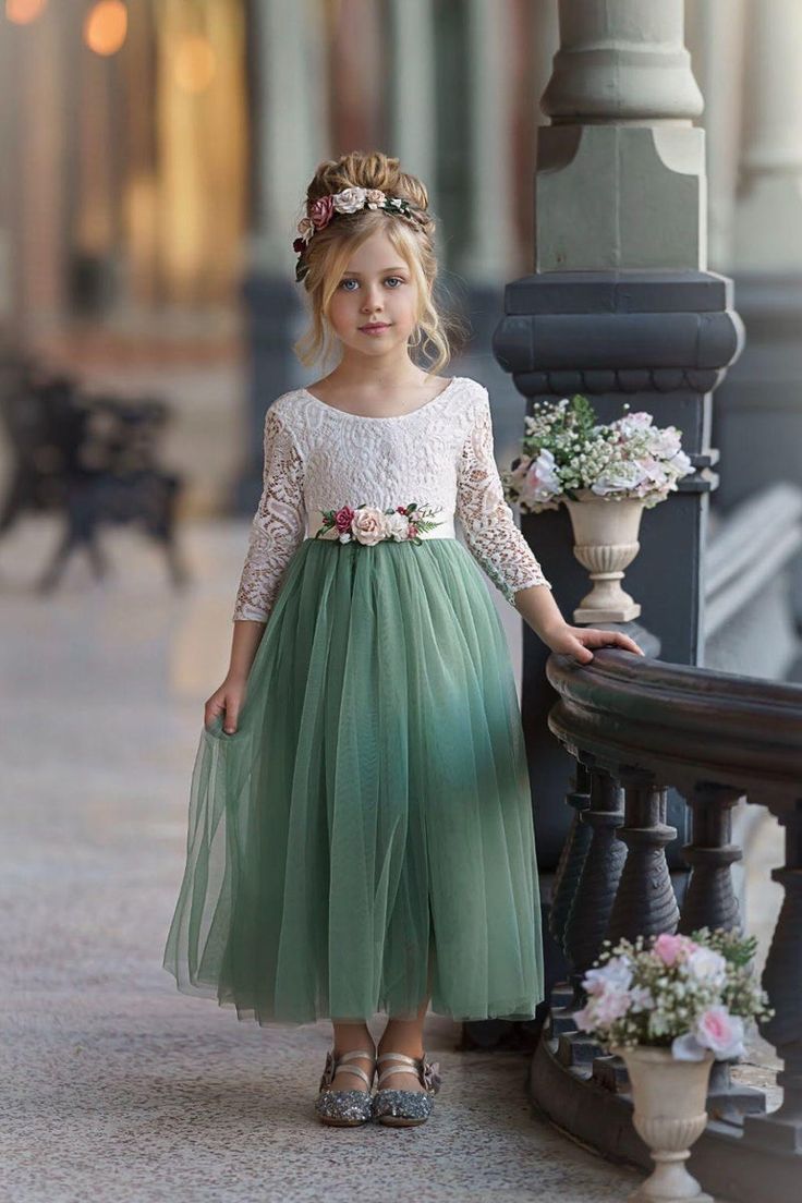 Sage Flower Girl Dress Wedding, Flower Girl Sage Dress, Flower Girl Dresses With Green Sash, Sage Flower Girl Dress, Blue And Sage Green, Green Flower Girl Dresses, Blush Flower Girl Dresses, Planning List, Sleeveless Flower Girl Dresses