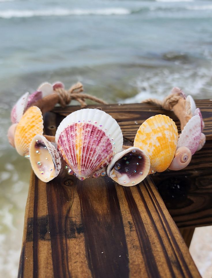 Women's adjustable scallop and moon shell hemp crown, perfect for any mermaid! Shells are naturally colored making each crown completely unique and one of a kind. Photos above are a representation of what you will be receiving since each crown is completely custom. all shells are hand selected from world famous Siesta Key beach, coated in clear gloss, and embellished with rhinestones. *No marine life is ever harmed in the making of my items* thank you for supporting my small business! Shell Headband, Shell Crown, Shell Crowns, Coconut Dream, Siesta Key Beach, Shell Decorations, Forest Elf, Mermaid Crown, Siesta Key