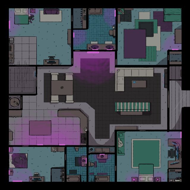 an overhead view of a floor plan for a bedroom and living room in a house