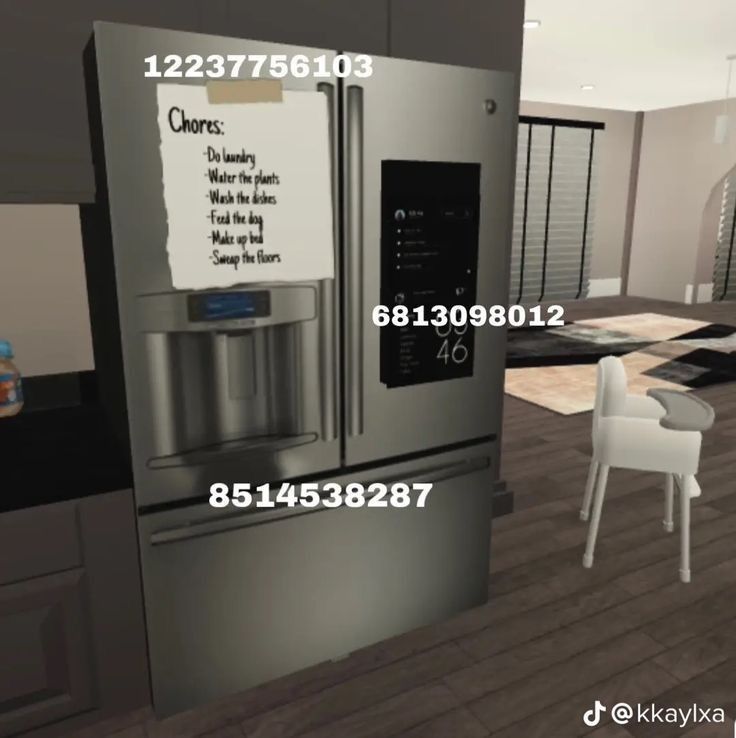 Bloxburg Parents Bedroom Ideas Modern, Bloxburg House Sign Decals, Club Roblox Modern House, Bloxburg Kitchens Ideas, Bloxburg Rooftop Ideas 1 Story, Bloxburg Airfryer, Modern Laundry Room Ideas Bloxburg, Kitchen Picture Codes For Bloxburg, Bloxburg House Pantry