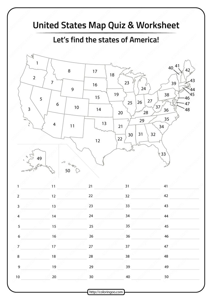 the united states map quiz and worksheet for students to practice their numbers in