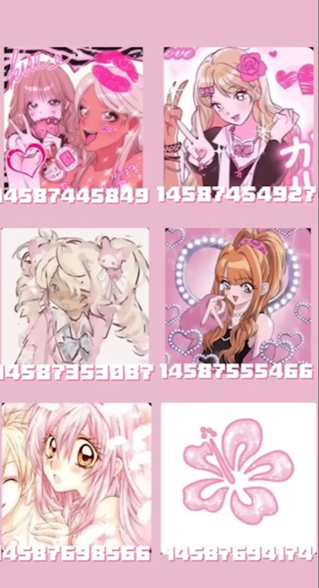 some anime characters with pink hair