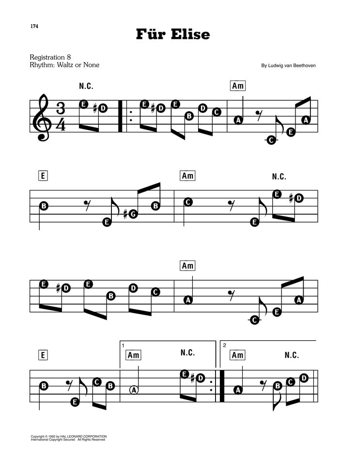 the music sheet for fur elise, which is part of an arrangement of musical notations