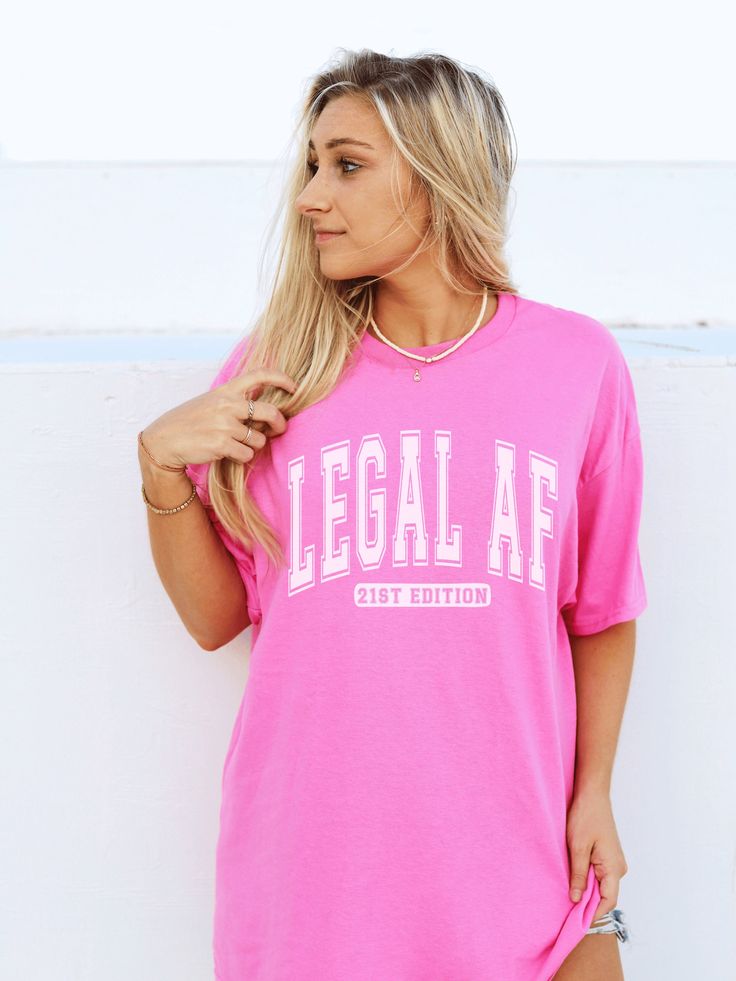 Legal AF Shirt 21st Birthday Shirt 21st Birthday Tshirt 21st Birthday Gift For Her 21 Birthday Shirt 21st Birthday Gifts Drinkin Shirts 21st Birthday Shirts 21st Birthday Outfit 21st Bar Crawl T Shirts Funny 21st Birthday 21st T Shirt  QUICK  FACTS o100% preshrunk cotton.  oClassic fit. oTurn garment inside out. Wash and dry normally (on cool for best results). Do not dry clean. Do not iron. oActual product color may vary slightly from the listing photo due to monitor or mobile display. SIZING o 21st Birthday Tshirt, 21st Birthday Shirt, 21st Birthday Outfit, 21st Birthday Shirts, Birthday 21st, Bar Crawl, Mobile Display, 21 Birthday, 21st Birthday Gifts