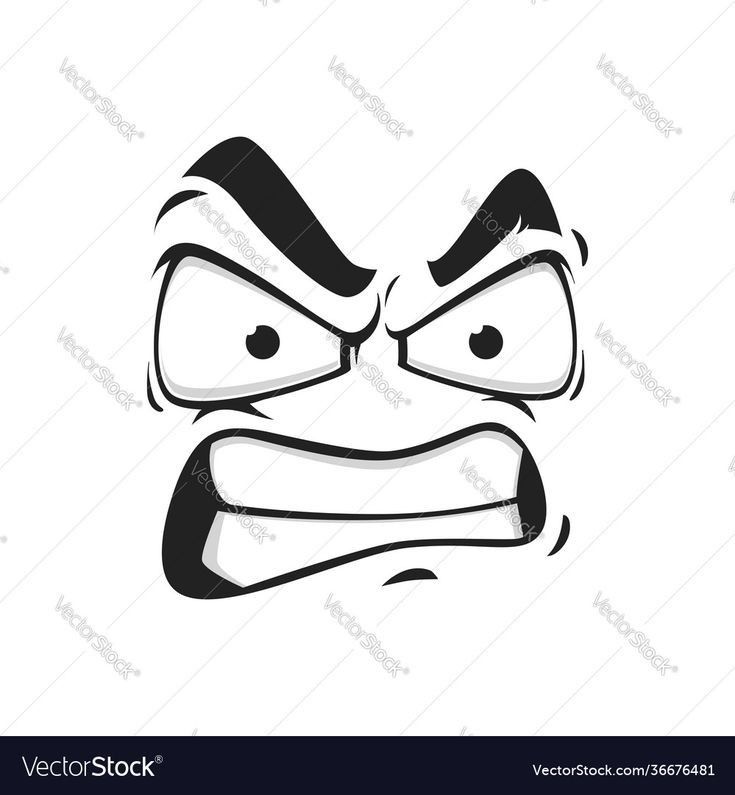 an angry face in black and white color on a white backgroung background