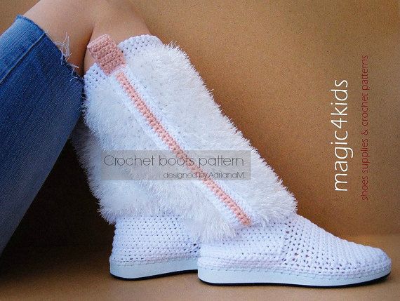 Crochet boots pattern  women fuzzy boots crochet por magic4kids Fancy Boots, Crochet Boots Pattern, Knitted Boots, Fancy Crochet, Crochet Slipper Boots, Boots Pattern, Crochet Slipper, Crochet Socks Pattern, Fuzzy Boots