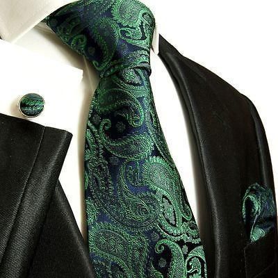 Silk Necktie Set by Paul Malone . Emerald and Navy Paisley Tuxedo Vest, Necktie Set, Navy Blue Suit, Navy Suit, Tie Pin, Sharp Dressed Man, Mens Neck Ties, Silk Necktie, Well Dressed Men