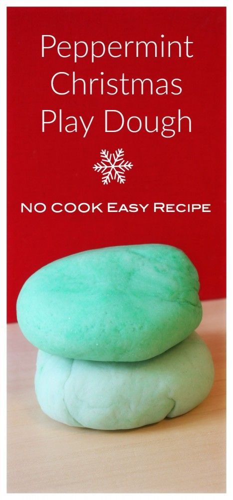 two green and white cookies stacked on top of each other with the title peppermint christmas play dough no cook easy recipe