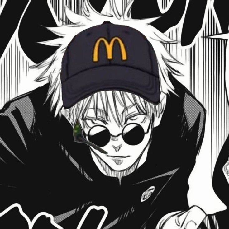 Gojo McDonalds pfp Mcdonalds Worker, Funny Icons, Photo Manga, Mc Donald, Filipino Funny, Jujitsu Kaisen, Fyodor Dostoyevsky, Gojo Satoru, Shadow The Hedgehog