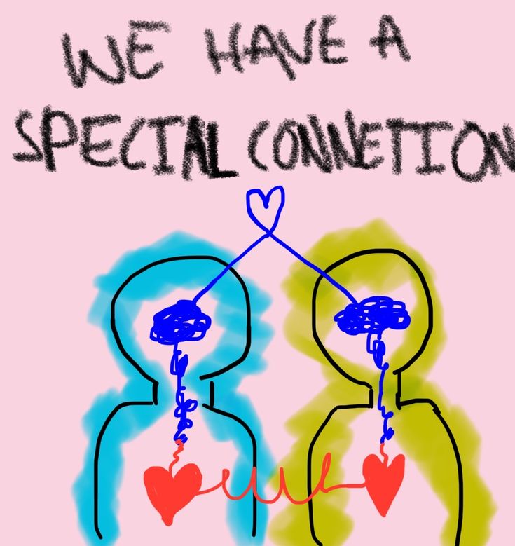 a drawing of two people holding hands with the words we have a special connection