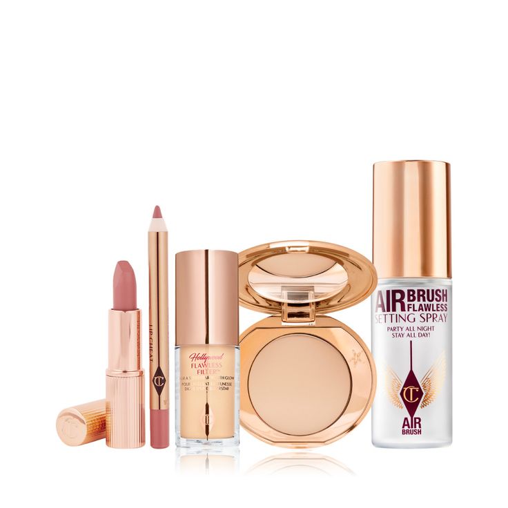 Save a magical 10%* on this kit featuring 5 of my beauty best-sellers in travel size! Includes a mini Hollywood Flawless Filter, finishing powder, lip duo and setting spray. Makeup Presents Gift, Charlotte Tilbury Makeup Set, Charlotte Tilbury Travel Size, Charlotte Tilbury Collection, Travel Size Makeup Minis, Beauty Christmas Gifts, Mini Charlotte Tilbury, Sephora Makeup Products, Expensive Makeup Products