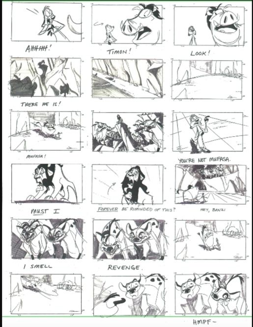 an animation storyboard with many different scenes