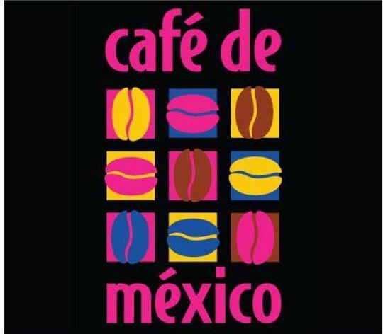 the words cafe de mexico written in different colors on a black background with multicolored shapes