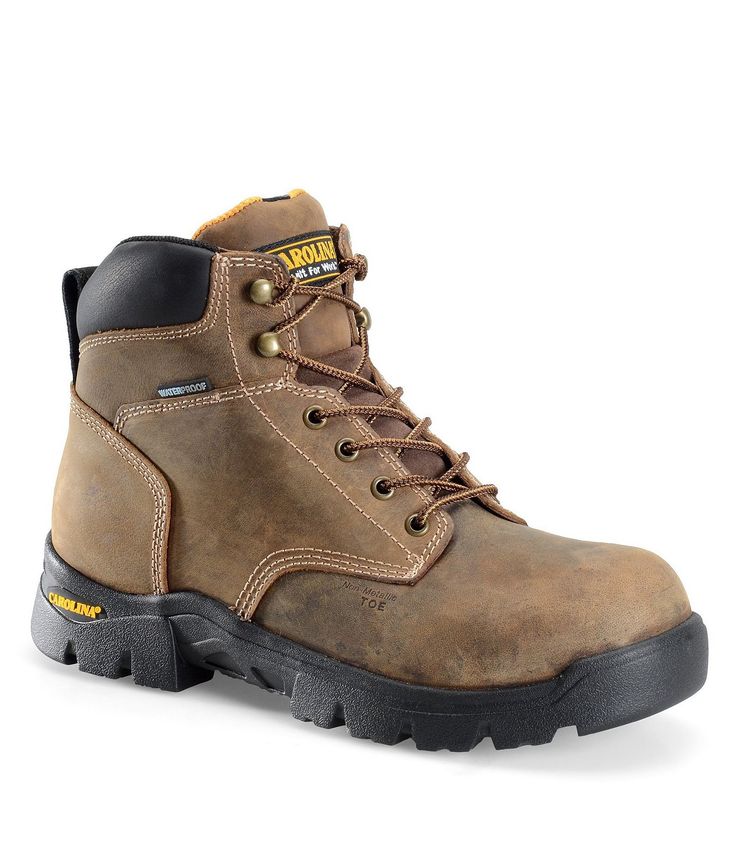 From Carolina&#x2C; the Men's 6" Waterproof Composite Toe Work Boots feature:Leather upperComposite safety toe capWaterproof SCUBALINER Removable EVA footbedElectrical hazard ratedSynthetic liningRubber outsoleImported. Brown Work Boots, Men Boot, Mens Winter Shoes, Composite Toe Work Boots, Weatherproof Boots, Work Boots Men, Outdoor Boots, Safety Boots, Boys Boots