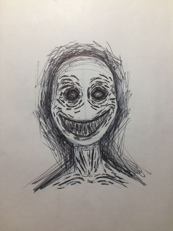 a drawing of a creepy looking person