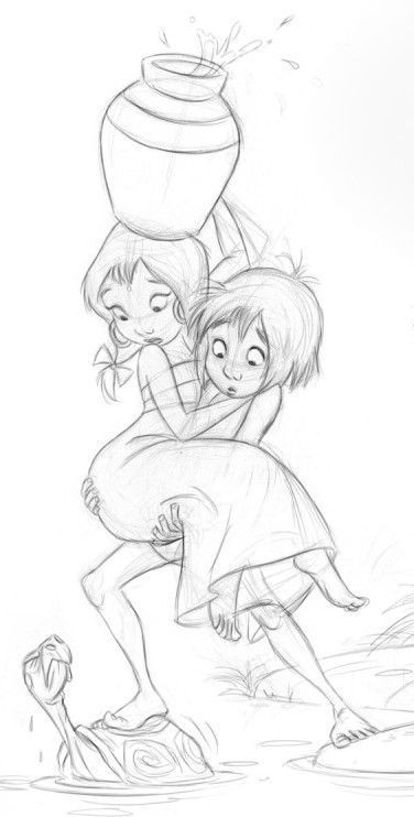 a drawing of two people hugging each other