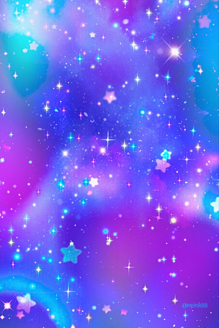 an abstract background with stars and circles in blue, pink, purple and green colors