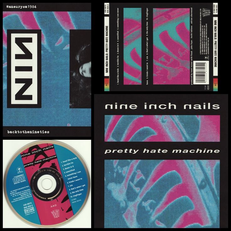 nine inch nails - pretty hate machine cd album cover artwork and label design for nine inch nails