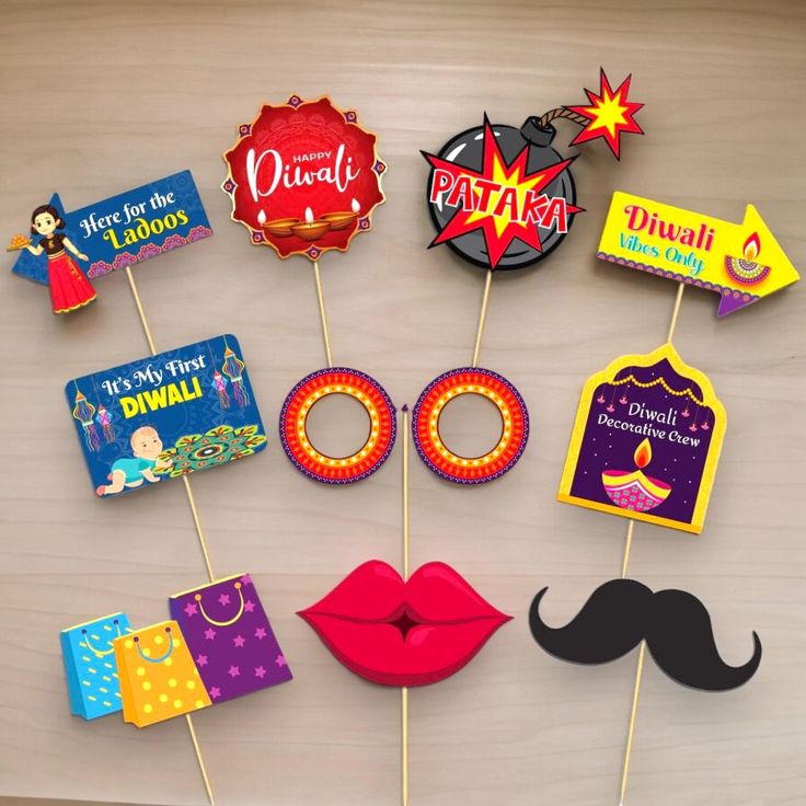 10 pcs happy diwali photo booth props kit festival Photo Booth For Diwali Party, Diwali Props Ideas, Diwali Photo Props, Selfie Board Ideas, Diwali Selfie Booth, Modern Diwali Decor, Diwali Photobooth Ideas, Diwali Props, Diwali Theme Decoration