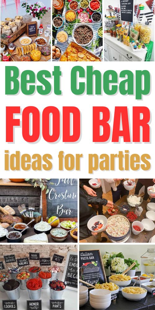 Food Bar Ideas For Parties, Build Your Own Food Bar, Cheap Party Food, Food Bar Ideas, Taco Bar Party, Diy Buffet, Party Food Bars, Ideas For Parties, Party Food Bar