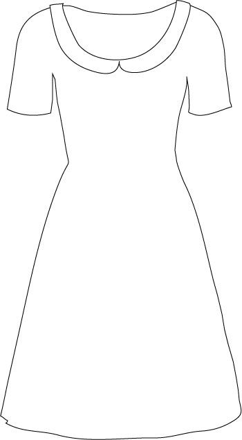 a line drawing of a short sleeved dress with collared neckline and sleeves