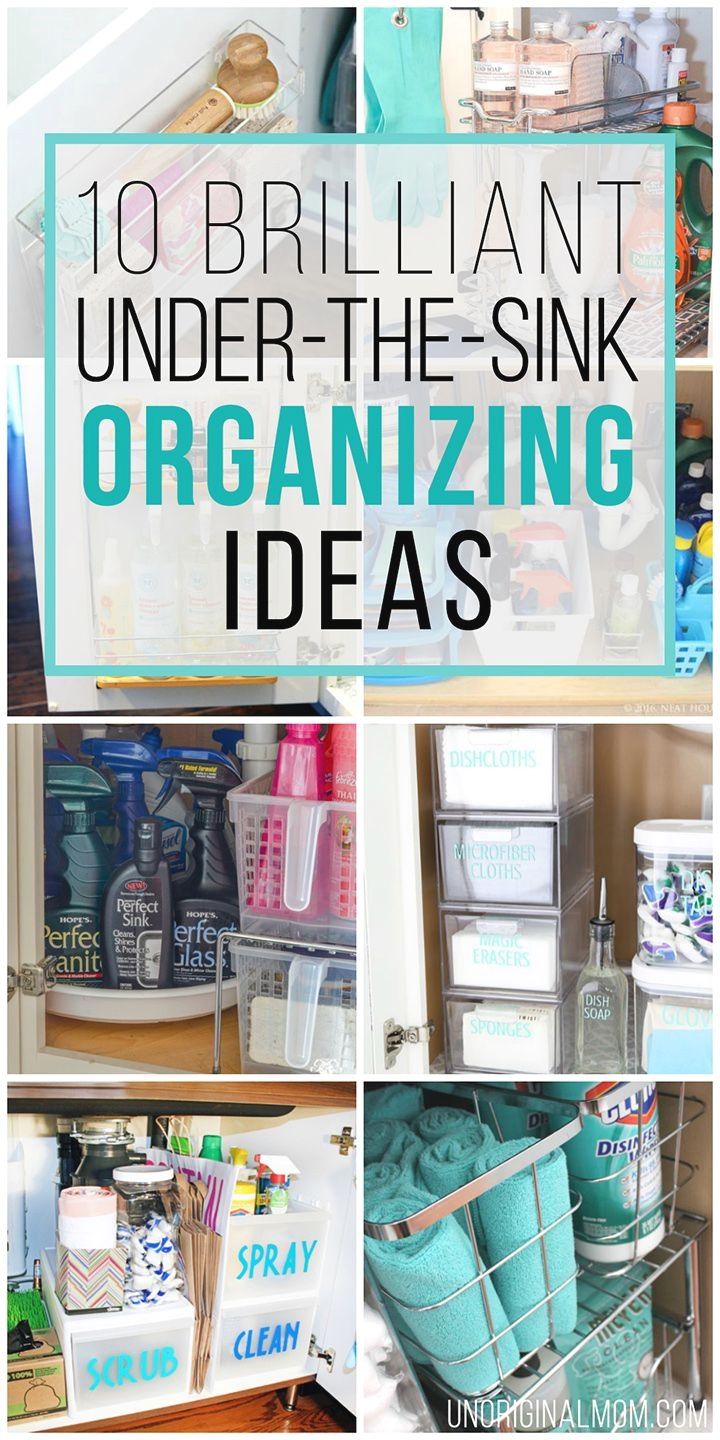 an organized pantry with the words 10 brilliant under - the - sink organizing ideas on it